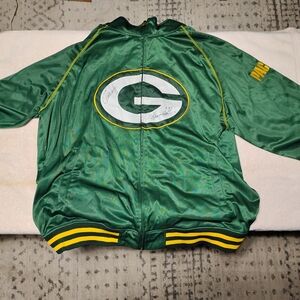 Green Bay Packers Satin Jacket Autographed By Chris Jacke And Ahman Green